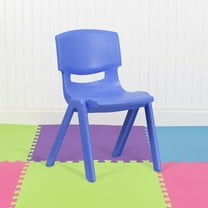 Emma   Oliver 5 Pack Blue Plastic Stackable School Chair with 15.5" Seat Height