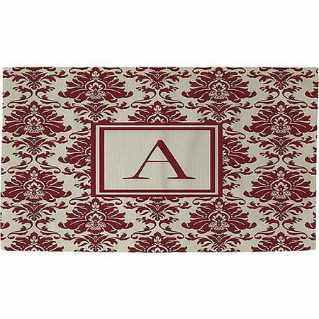 - Thumbprintz Damask Monogram Rug, Crimson