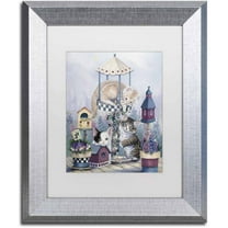 Trademark Fine Art 'Cat Carousel' Canvas Art by Jenny Newland, White Matte, Silver Frame
