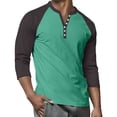 thumbnail image 6 of Hearthz Mens Raglan Shirts 3/4 Sleeve Cotton Henley Neck Baseball Jersey Color Block Mens Tops Summer Fall Mens Summer Shirts, 6 of 9