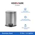 thumbnail image 3 of Koomade 2 Pack Bathroom Trash Can, 1.3 Gallon Stainless Steel Step Garbage Bin with Lid, Silver, 3 of 10