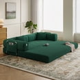 thumbnail image 6 of 78.7-inch green convertible teddy bear sofa bed set with 2 pillows, 4-in-1 modular three-seater sofa for small spaces, removable machine-washable fabric, pet-friendly, suitable for large and small li, 6 of 13