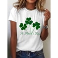 thumbnail image 1 of Camisetas de manga corta para mujer, diseño gráficoWomen's Casual Clover Print T-Shirt - Soft Polyester & Spandex Blend, Round Neck, Short Sleeve, MachCamisetas de verano para mujer, manga corta, cu, 1 of 6