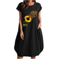thumbnail image 1 of Pompotops Mode Femme Décontractée Col Rond Imprimé Tournesol Grande Taille en Solde, 1 of 4