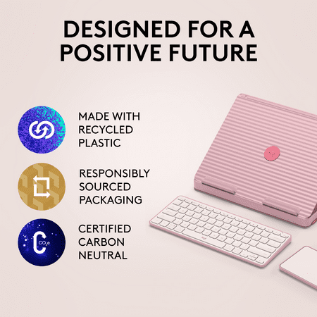 Logitech - Casa Pop-Up Desk Work From Home Kit Compact Wireless Keyboard, Touchpad and Laptop Stand for Laptop/MacBook (10” to 17”) - Bohemian Blush