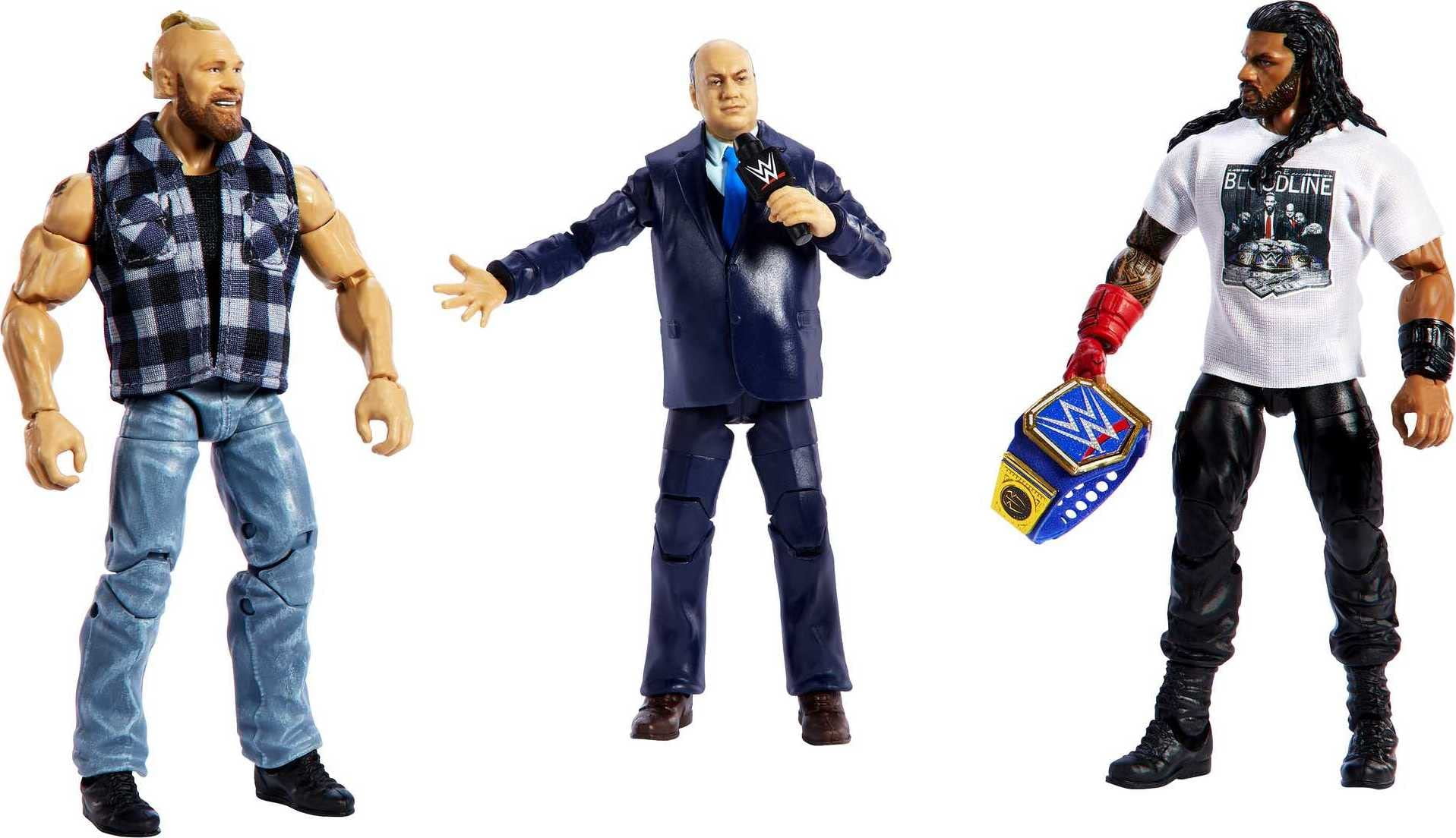 Mattel Action Figure 3-Pack Tribal Chief vs Beast Incarnate Roman Reigns Brock Lesnar & Paul Heyman Elite Collection