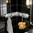 thumbnail image 2 of TIELUTT Foldable Suction Corner Hook Rack No Drill Wall Organizer for Bathroom Shower Kitchen Bathroom Foldable Camp Kitchen with Counter Mat Pot Drainer Rack Wash Basin over the Organizer, 2 of 5