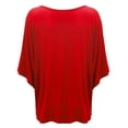 thumbnail image 2 of Made by Johnny Womens V-Neck Square Sleeves Oversized Loose Fit Top L RED, 2 of 6