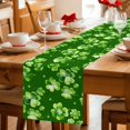 thumbnail image 5 of St. Patrick's Day Table Runner 72 Inches, Spring Shamrock Leaves Polka Dots Dark Green Bed Runner Dresser Scarves Tabletop for Indoor Outdoor Parties/Ceremony/Banquet, 13" x 72", 5 of 8