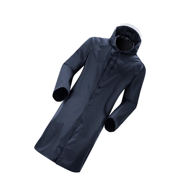 Wosthever Chubasquero largo impermeable, tiras reflectantes, abrigos de lluvia gruesos a prueba de viento, chaqueta reutilizable para senderismo al aire Paraguas de lluvia Azul oscuro XXL Wosthever HA070745-02