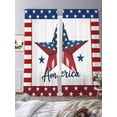 thumbnail image 3 of Independence Day Sheer Curtains 2 Panels Set America White Wooden Stripes U.S. Flag Sheer Window Curtains Light Filtering Rod Pocket Voile Drapes for Bedroom Living Room 52"X96", 3 of 8