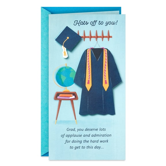 Hallmark Money Holder Graduation Greeting Card (Hats Off to You)