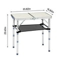 thumbnail image 5 of GZXS Small Folding Camping Table with Mesh Net Shelf, 2ft Aluminum Portable Picnic Table with 3 Height Settings, Lightweight Foldable Table for Patio, BBQ, Travel, Outdoor Indoor Use (White Pebble), 5 of 10
