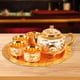 thumbnail image 4 of Juego de tetera de estilo chino, tetera, tazas de té con bandeja para agua potable, aleación de zinc Oro Blanco, 4 of 8