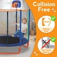 thumbnail image 4 of KOFUN 66" Mini Trampoline for Kids, 600LBS 5.5FT Indoor Outdoor Toddler Trampoline with Enclosure Net, Basketball Hoop and Ball, Small Trampoline Gifts for Boys and Girls Ages 1-8, Blue, 4 of 9