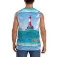thumbnail image 4 of Uemuo Lighthouse Sea Port Pattern Men's Sleeveless T-Shirt,Muscle Athletic Tank Top, Moisture-wicking Quick-dry Breathable Classic Tee Top for Gym Run Outdoor Sports-Large, 4 of 8