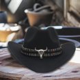 thumbnail image 3 of Xinwanna Western Cowboy Hat for Men Women Wide Brim Sun Protection Fedora Beach Hat Wool Cowgirl Felt Hat with Adjustable Strap (Khaki,S), 3 of 13
