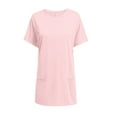 thumbnail image 5 of Holzkary Womens Tunic Tops for Leggings Summer Short Sleeve Casual Long T Shirts Fashion Oversized Crew Neck Tops with Pockets 2025 New Pink S, 5 of 6