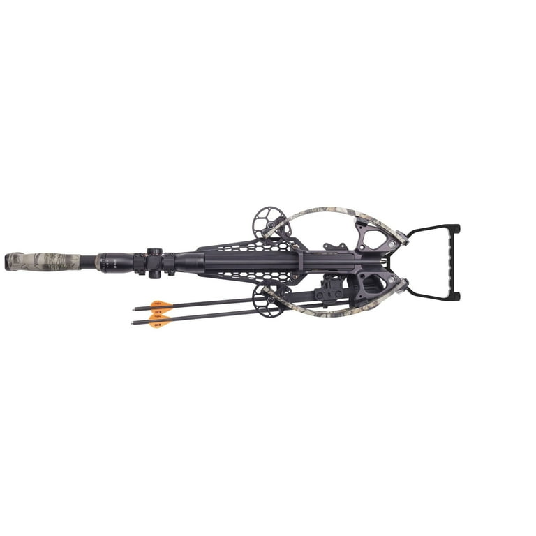 CenterPoint CP400 Compound Crossbow Package - God's Country Camo + Crossbow  Bag and Carbon Arrows with Lighted Nock 