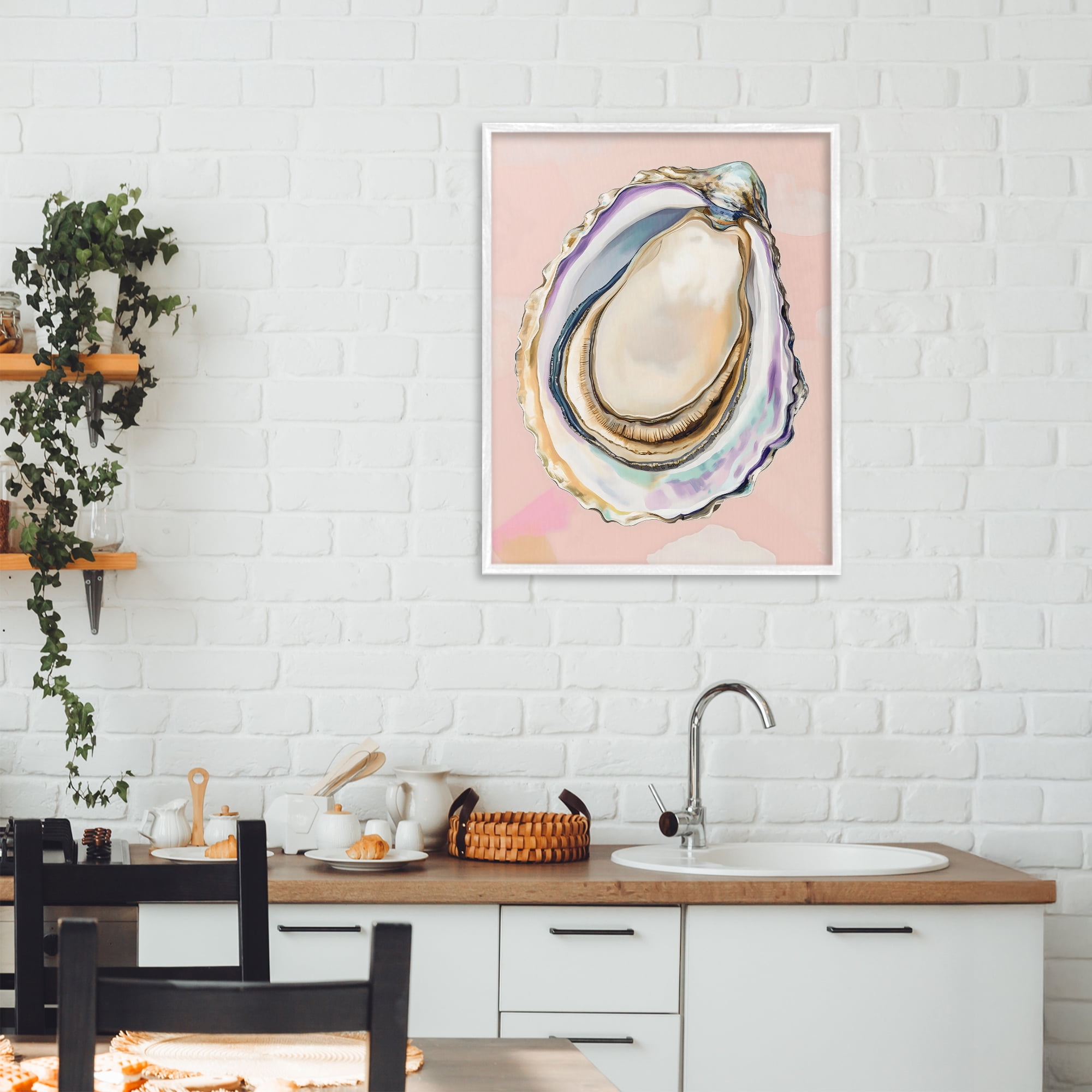 Stupell Industries Pink Oyster Shell Elegance White Framed Giclee Art, design by The Prints Vibe