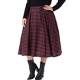 thumbnail image 4 of Agnes Orinda Women's Plus Size Halloween Outfits School College Vintage Christmas Plaid Skirt High Waist Casual Party A Line Flared Swing Pleated Midi Skirts with Pockets 4X Red, 4 of 6