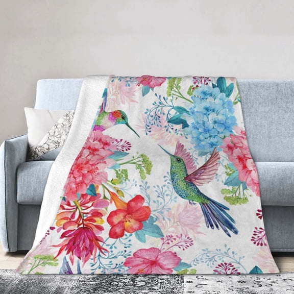 Wijzvio Floral Bird Throw Blanket Soft Fuzzy Fleece Blanket For Couch Bed Living Room Decoration 40"X30"