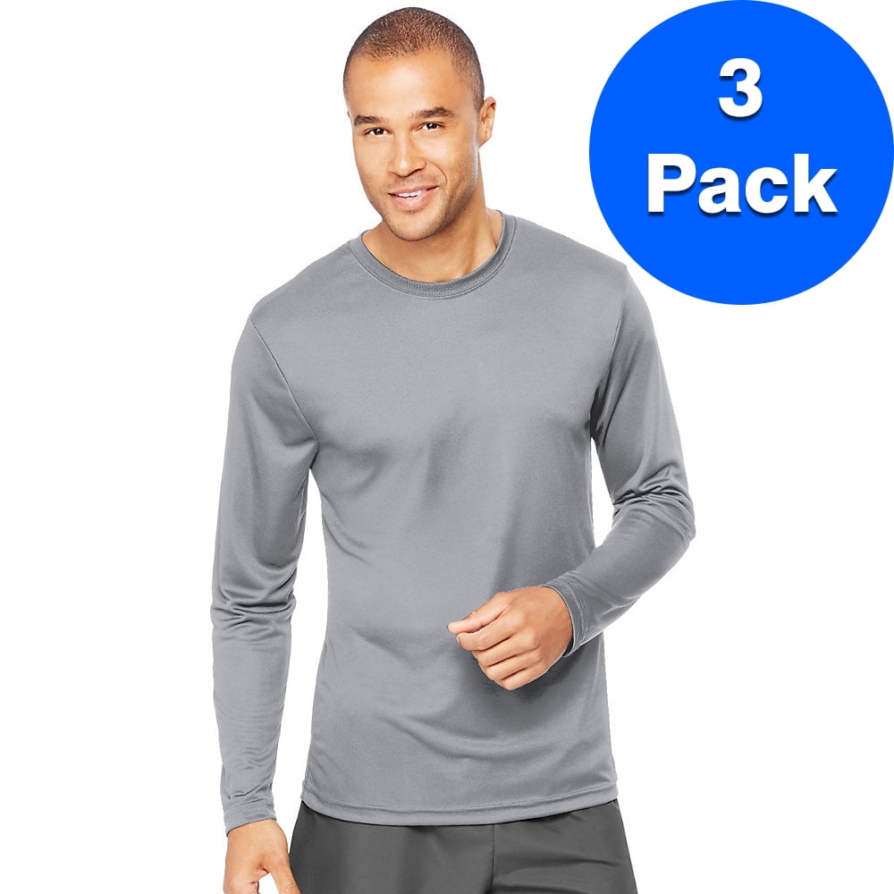 Mens Cool Dri Long Sleeve Performance T-Shirt 482L (3 PACK) - Walmart.com