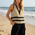 thumbnail image 6 of BRELIL Women Two Piece Sets Summer V Neck Sleeveless Tank Top Wide Leg Pants Casual Lounge Matching Outfits Beach Vacation Travel Loose Solid Basic Tracksuit, Black S, 6 of 8