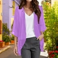 thumbnail image 2 of Cardigan pour Femmes, Femmes, Uni, Élégant, Manches Bouffantes, Chiffon, Ample, Couvre-Maillot, Blouse Décontractée, Hauts, 2 of 4