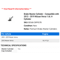 thumbnail image 2 of Brake Master Cylinder - Compatible with 2012 - 2019 Nissan Versa 1.6L 4-Cylinder 2013 2014 2015 2016 2017 2018, 2 of 2