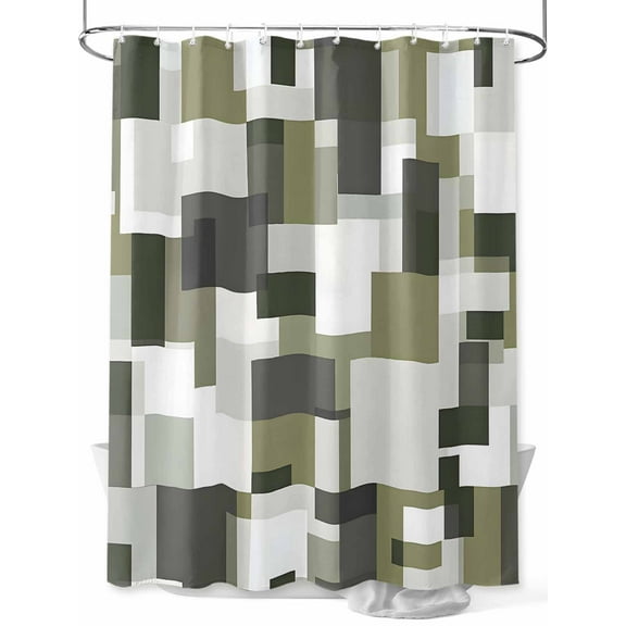 Shower Curtain Sage Green Block Shower Curtains for Bathroom, Waterproof Polyester Shower Curtain Set with Hooks, Extra Long 72" x 84" Modern Abstract Art