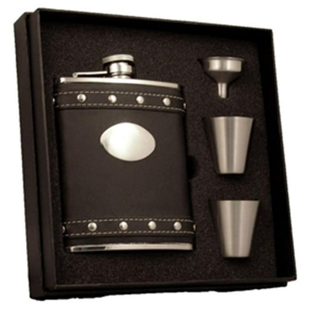 Ensemble Cadeau Flacon de Luxe de 6 oz en Cuir Noir à Clous Roxanne
