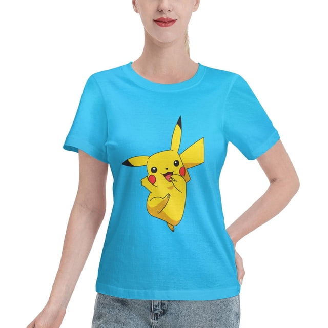 T-Shirt Basique à Manches Courtes pour Femmes Pikachu