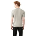 thumbnail image 4 of Avva Men's Slim Fit, Short Sleeve, Polo Neck, Sweater-Knitwear T-Shirt, Small, Gray, 4 of 6