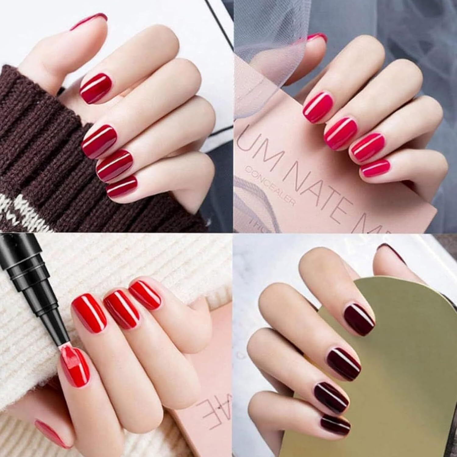 Non UV Gel Nail Pen Set – 6 Colors per Set, One Step DIY Nails Varnish Pen, 3 in 1 Quick Dry Nail Polish Pens,Colorful Gel Pens for DIY Nail Art, Easy Nail Polish Pen for Women Girls