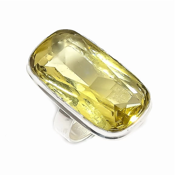 Natural Citrine Gemstone Handmade 925 Sterling Silver Jewelry Ring Size 6