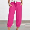 thumbnail image 2 of JJHGVB capris pants women's capris capri lounge pants mid-calf length Slacks Cropped Pant Drawstring Pants Preppy Lounge Pant Knee Length Capri Pants pantalones capri Elastic Waist Hot Pink XL, 2 of 5