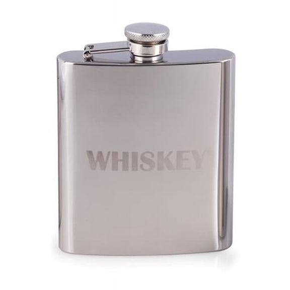 Bey-Berk International FS107W 7 oz Stainless Steel Mirror Finish Whiskey Flask with Captive Cap & Durable Rubber Seal - Silver