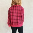 thumbnail image 4 of Ounisa Womens Vintage Color Block Plaid Cardigans Zip Up Sweater Coat Knit Outerwear, 4 of 5