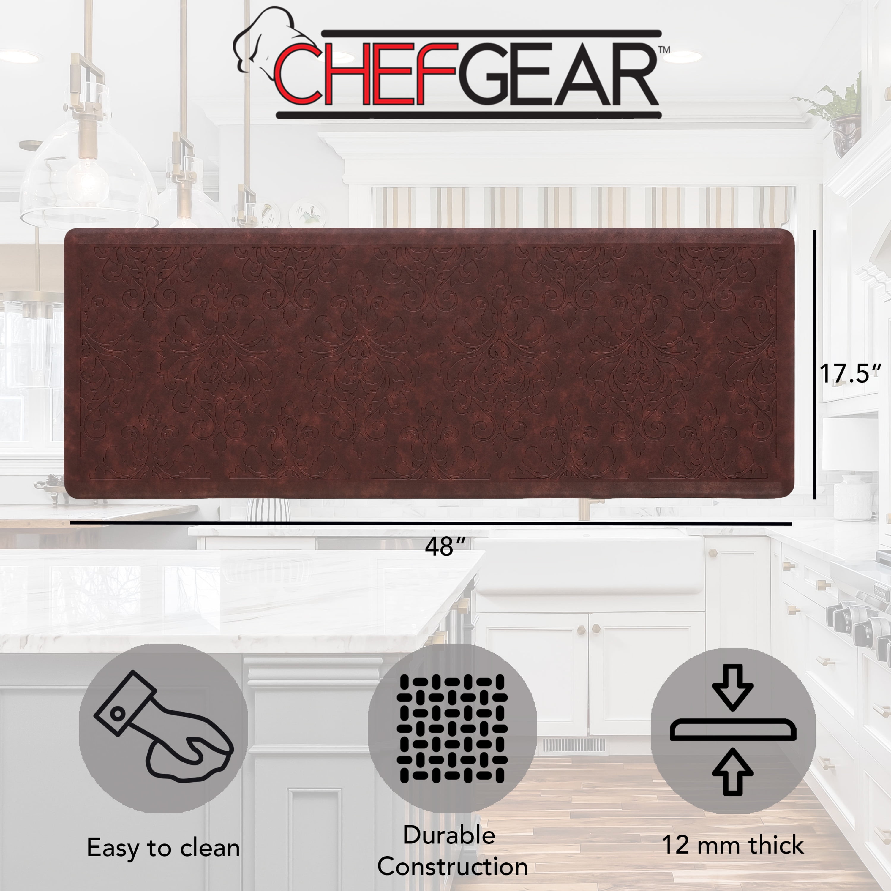 Chef Gear Marni Wellness Kitchen Mat, Red, 17.5" x 48"