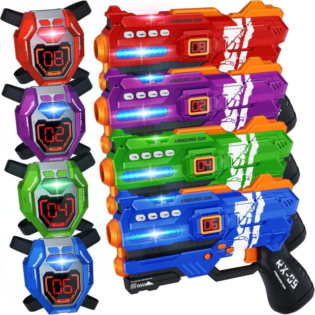 Set de pistolas láser IVOXEX con pantalla LED digital de puntuación y chalecos