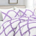 thumbnail image 1 of Dual Tone Diamond Ruffle Duvet Cover 5 Piece Set with Zipper, 400 Thread Count & 100% Egyptian Cotton and Quilts Protector with Pillowcases - White & Lavender Solid, Eastern King Size., 1 of 5