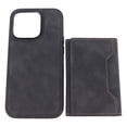 thumbnail image 1 of Funda protectora para teléfono 2 en 1 con recortes precisos y soporte para tarjetas con ventosa magnética para iPhone, color negro para iPhone 14 Pro, 1 of 15
