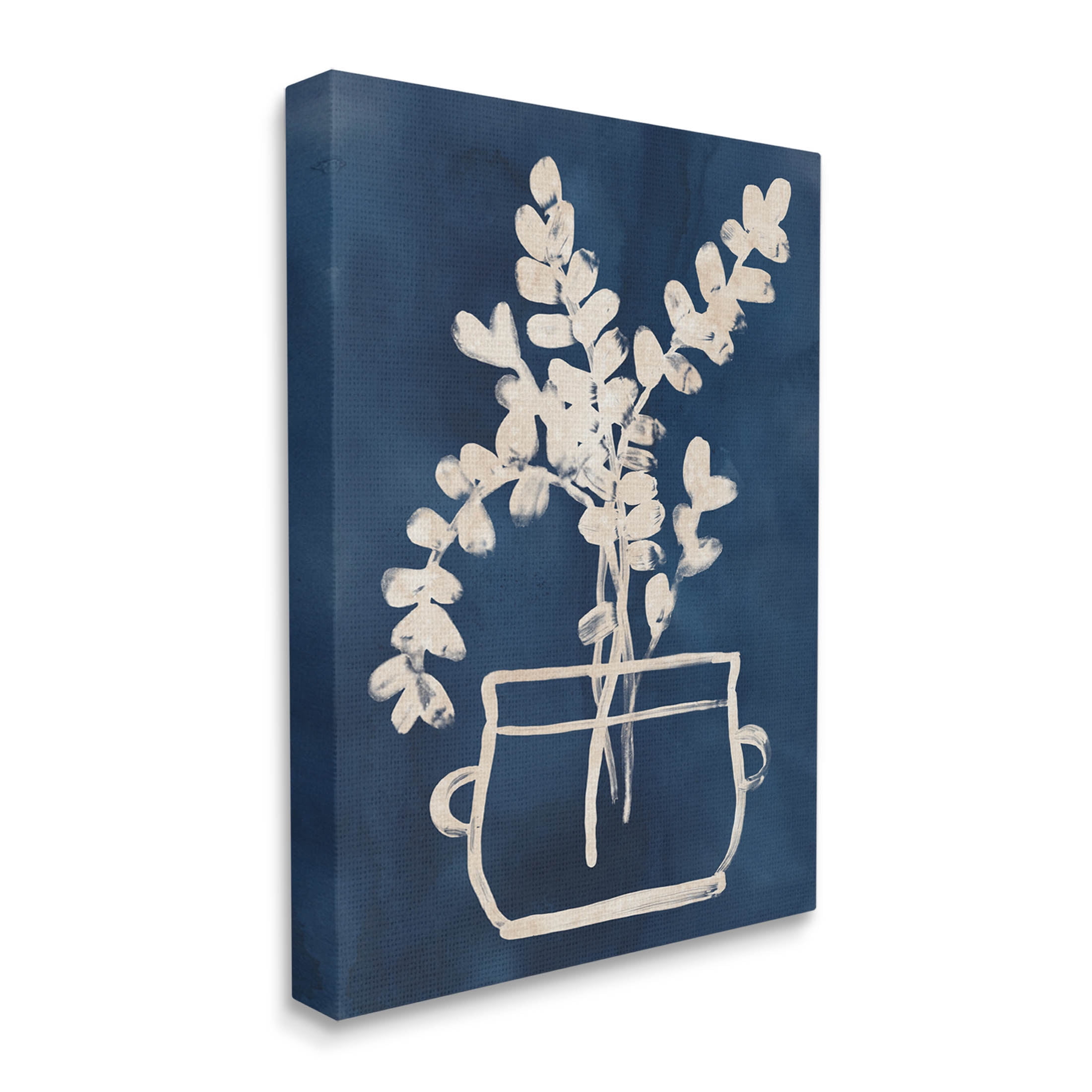 Stupell Industries Blue Plant Herbs Outline Graphic Art Gallery Wrapped Canvas Print Wall Art, Design by June Erica Vess