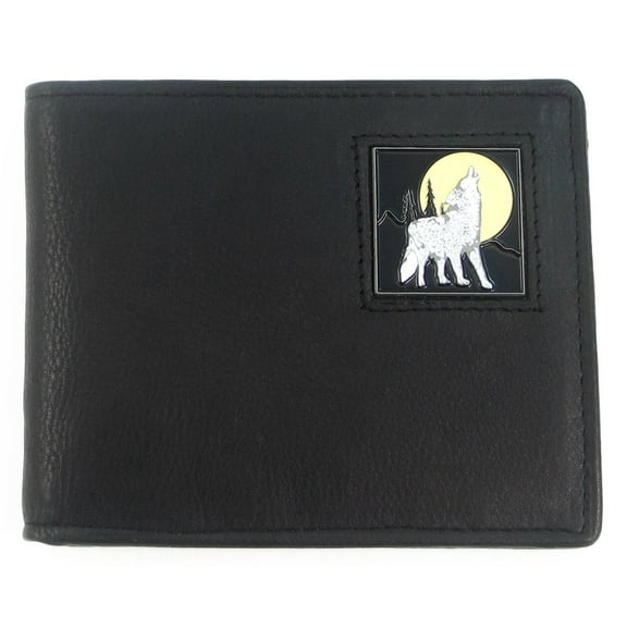 Howling Wolf Leather Bi-Fold Wallet
