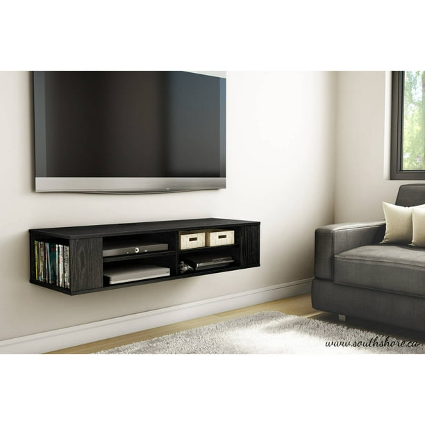 South S City Life 48 Wall Mounted Tv Stand Black Oak Com - Entertainment Center Below Wall Mounted Tv