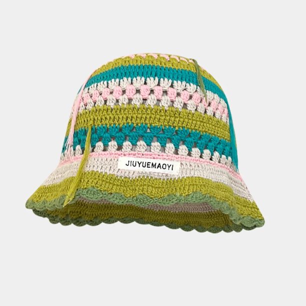 Sombrero de ganchillo hecho a mano para mujer, gorro de cubo tejido, estilo coreano, Y2k, moda de flores, otoño e invierno, 2023