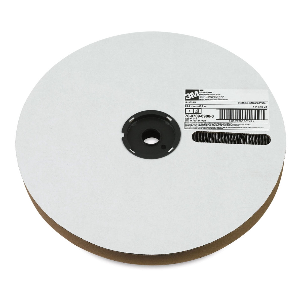 3m Reclosable Fastener, Acrylic Adhesive, 150 ft, 1 in W, Black SJ3526N