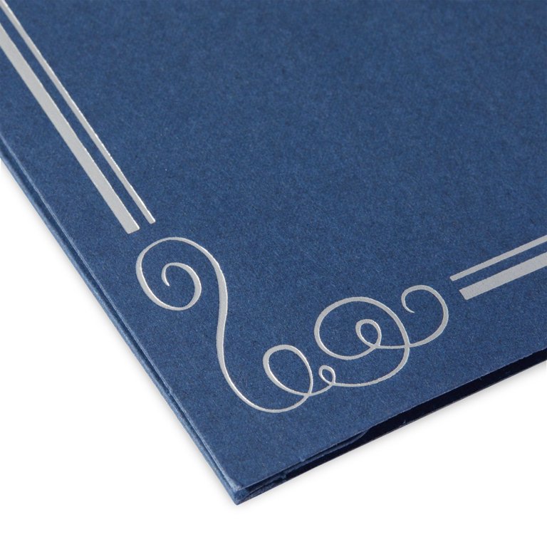 24-Pack Navy Blue Certificate Holder Kit - Includes Folders, Letter-Size Paper & Gold Seals For Awards & Graduation