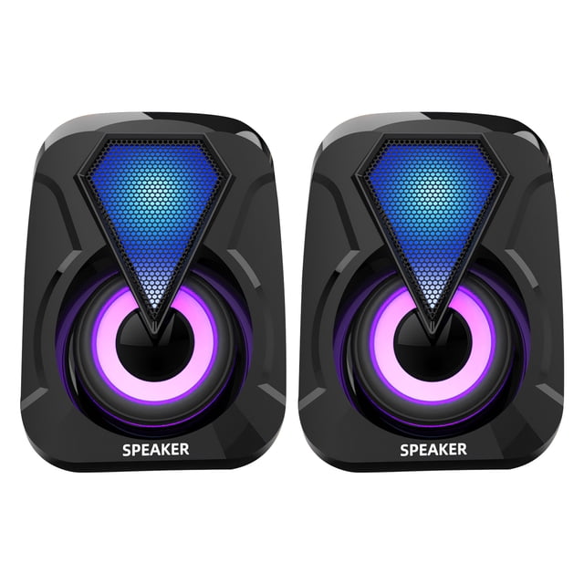 Altavoz de computadora 2PCS USB2.0 2 pistas de sonido Altavoz de sonido estéreo con luz RGB colorida Sonido de juego con cable Sweethay EL010682-00